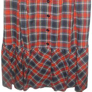 Delux express Vintage Trad Red Tartan Plaid A-line Flounce Ruffle Trumpet Skirt